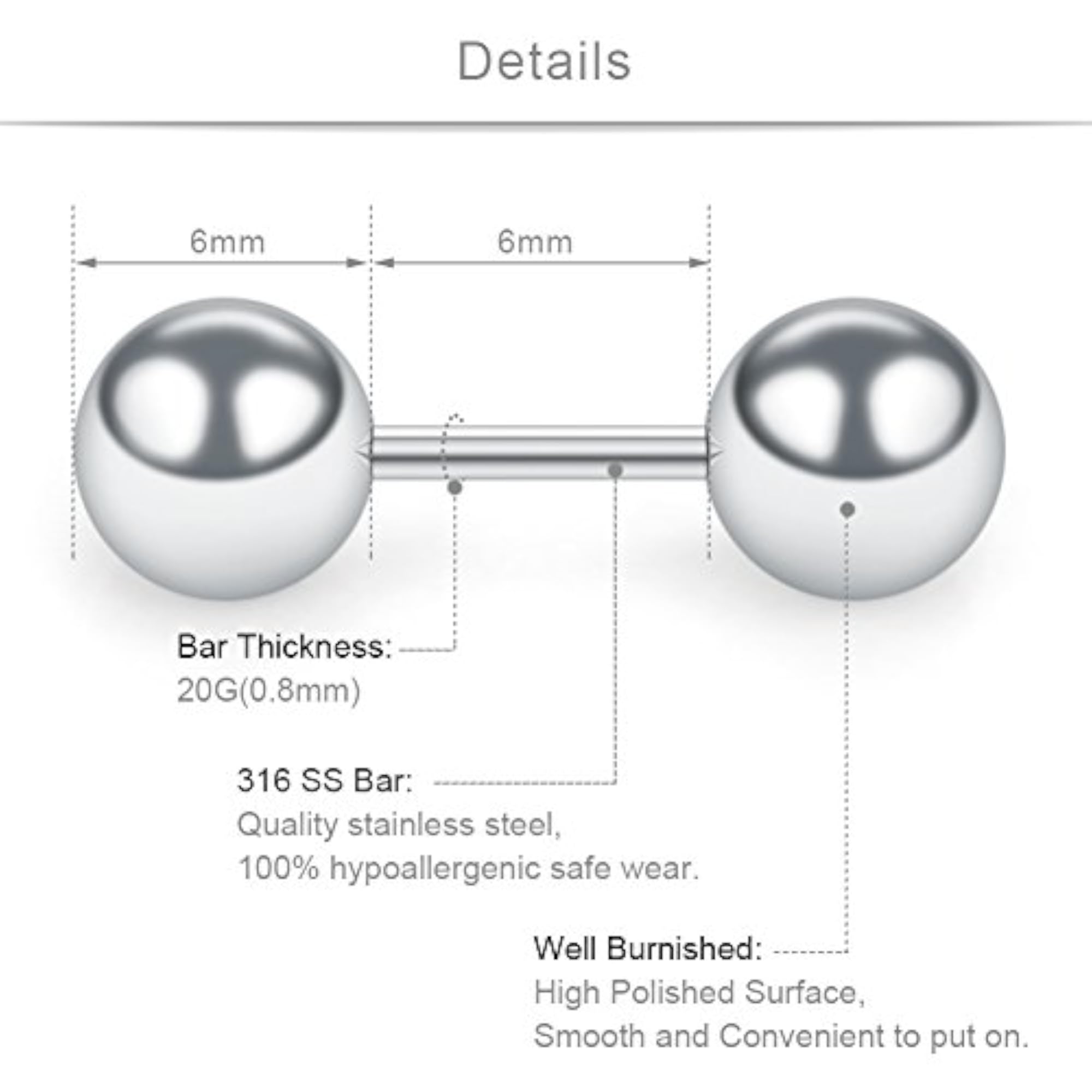 4 Pairs Stainless Steel Ball Stud Earrings Set