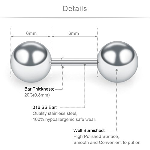 SCERRING 4 Pairs 20G Stainless Steel Ball Stud Earrings Set for Men Women Barbell Stud Earrings 3-6mm2