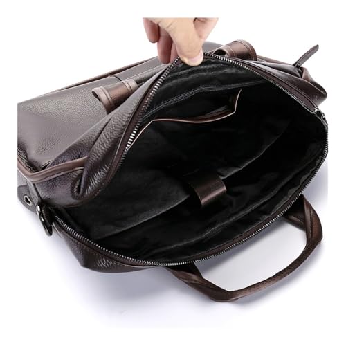 Man Bag Genuine Leather Briefcase Men Business Handbag Messenger Bags Male Vintage Men's Shoulder Bag Large Capacity (Black)3