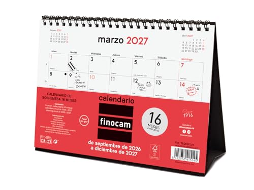 Finocam Neutro Calendario 16 meses 2026 2027 | Mes Vista · Septiembre 2026   Diciembre 2027 | Neutro · Idioma: Español   Calendario mensual