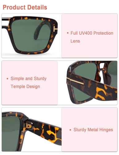 Square Aviator Sunglasses for Women Men Retro Big Pilot Frame Womens Trendy Rectangle Shades GM96064