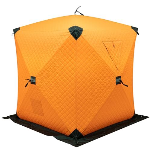 LANNADD Tragbare Freistehende Zelte, Zelt Zum Eisfischen Im Freien Ultraleicht-Trekkingzelt, Isoliertes Eisfischerzelt 1-2-Personen-Zelt Zum Eisfischen Geeignet für Wandern Angeln - Orange