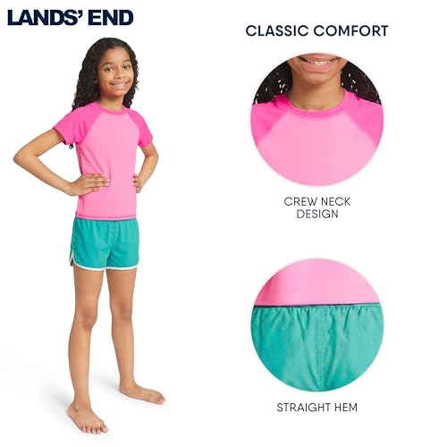Image of Lands' End Girls' Swim UPF 50+ Short Sleeve Sun Tee Rash Guard Shirt