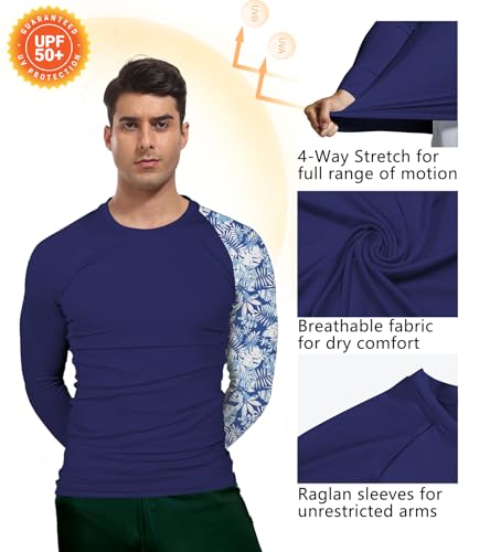 Rash Guard for Men UPF 50+ SPF Fishing Shirts Long Sleeve Swim Shirts Sun Protection Surfing Beach Outdoor QYY240244