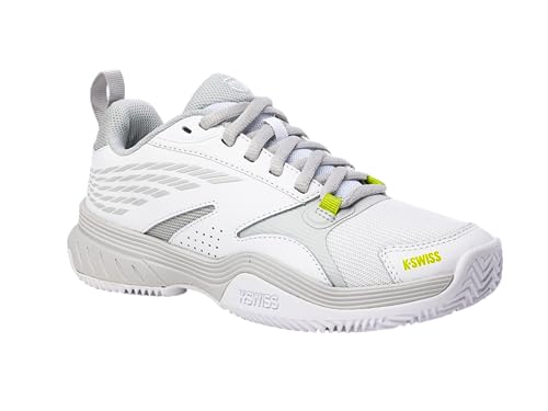 K-Swiss Performance Speedex HB tennisschoen voor dames, wit/grijs violet/limoengroen, 41 EU, Wit Grijs Violet Lime Green, 41 EU
