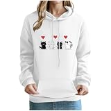 KOG Hoodie Damen Baumwolle Hoodies Hunde-Drucken Sweatshirt mit Kapuze Warmes Hooded Sweatshirt Elegante...