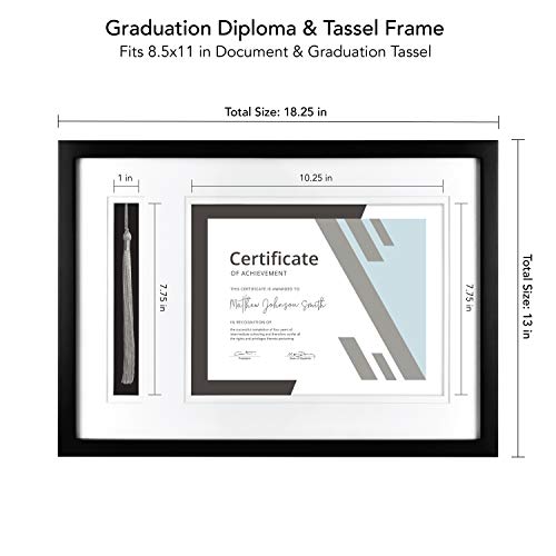 Image of MCS, Black Graduation Diploma and Tassel Frame, 18.25x13 Inch Overall Size (65903)