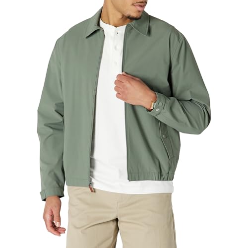 Amazon Essentials Men's Relaxed-Fit Lightweight Stretch Zip-Up Bomber Jacket, Dark Olive, X-Large