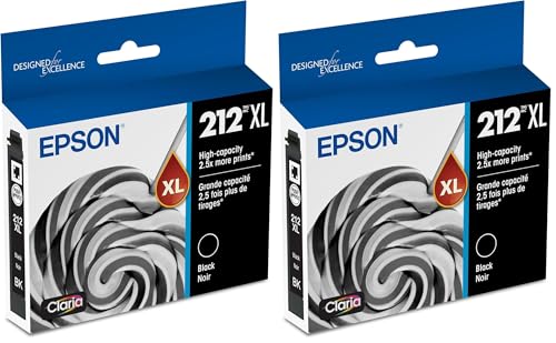 Image of Epson 212 Claria Ink High Capacity Black Cartridge (T212XL120-S) Works with Workforce WF-2830,2850 and Expression XP-4100,4105,(Pack of 2)