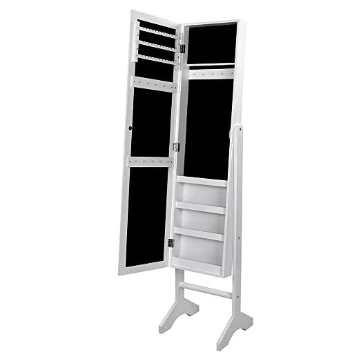 Songmics Portagioie Armadio Armadietto Specchiera Organizer per gioielli con specchio anta JBC77W