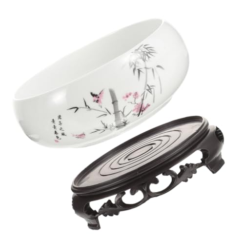 iplusmile Cerámica Lotus Bowl Grande Maceta Porcelana Sin Drenaje Decorativa Estilo Asiático para Plantas de Interior y Jardín