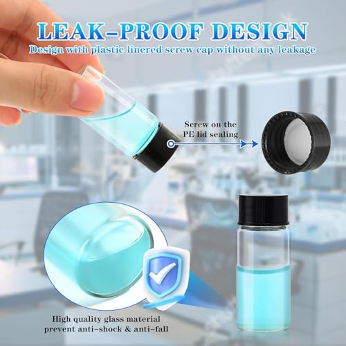 Image of Bello Borosilicate 20ml 10pcs Transparent Glass Vials with Lids Flat Bottom Bottles for Essential Oils Samples and Scientific Cosmetics Perfume making and High-pressure Resistant