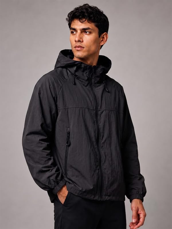Image of CHKOKKO Sunscreen Jacket For Men With Hood | Advanced Upf 50+ UV Ray Sunblock Sunscreen | Water-repellent Lightweight Nylon Cooling Quick Dry Fabric | Sports Cycling Travel & Dailywear