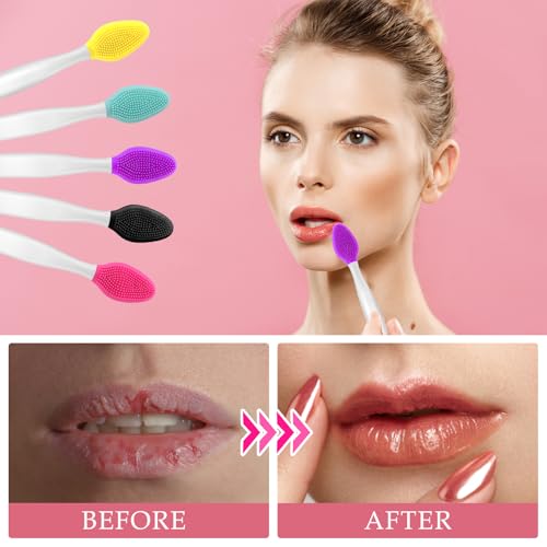 7 Stück Silikon Peeling Lippenpinsel Silikon Lippenbürste Doppelseite Wiederverwendbar Weicher Lippenpinsel Nase Saubere Bürste Mitesser Bürsten für Glatteres Volleres Lippen Aussehen