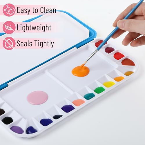 Image of Mr. Pen- Airtight Watercolor Palette with Lid, 18 Wells & 2 Mixing Areas | Lightweight Sealing Paint Palette for Travel, Painting, Watercolor Mixing, Art Class and Studio Use