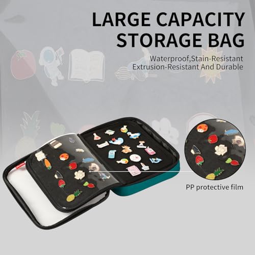 Image of Oeun fan Enamel Pin Display Book, Small Collections or Travel Pin Trading Book, Pin Collector Display Bag,6-Page Pin Display Board,Pin Display Case (Turquoise Blue)