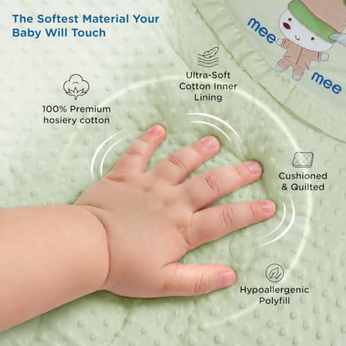 Image of Mee Mee 3-in-1 Baby Wrapper & Carry Nest for Newborns | Soft Breathable Cotton Swaddle with Hood and Cushion | Adjustable Tie-Up Design | Lightweight, Cozy & Easy to Carry (0-6 Months) (Green)