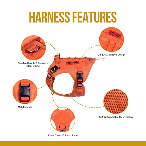 Onetigris Tactical Dog Harness Vest With Handle, Military Dog Harness For Large Medium Dogs,No-Pull Service Dog Vest,Adjustable Dog Vest Harness For Walking Hiking Training (S, Orange) #TOP5