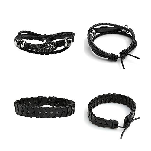 MILAKOO 5 Pcs Braided Leather Bracelets for Men Women Woven Cuff Bracelet Adjustable3