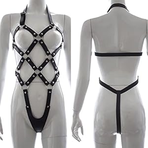 Lederen harnas ondergoed set Goth Kouseband riemen vrouwen riemen bra kousenband sexy body riemen taille tot been…