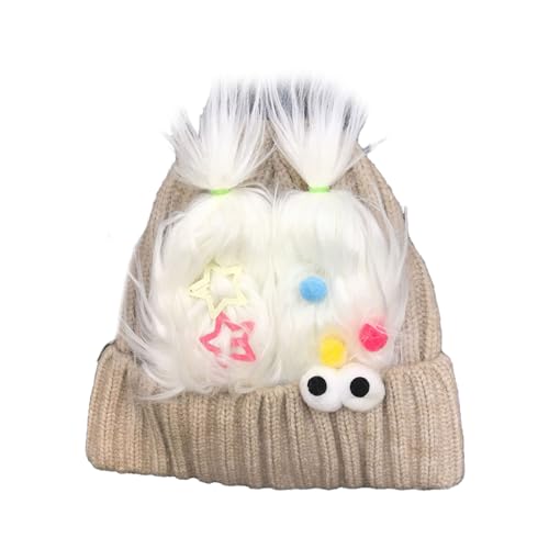 Windproof Winter Hat Cartoon Big Eyes Hat for Women Men Keep Ear Warm Hat Soft Cold Weather Cycling Supplies Khaki