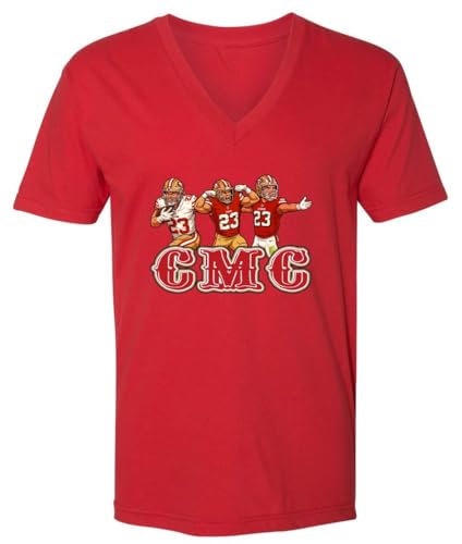 Mens V Neck Christian McCaffrey Run CMC San Francisco Shirt T-Shirt Large Red
