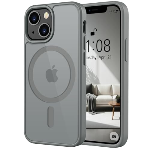 ORDA Magnetic Case for iPhone 13 mini Case Compatible with MagSafe,Military Shockproof Ultra Slim Translucent Matte,Scratch & Fingerprint Resistant -5.4" Deep Grey