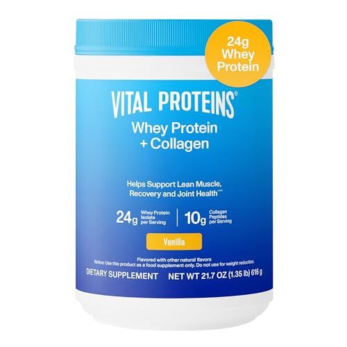 Vital Proteins Vanilla Whey Protein + Collagen Peptides, 24g Prot...
