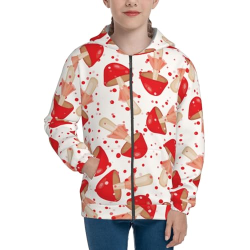 Cute Mushroom Kid Hoodies Boys Zip Up Sweatshirts Girls Pullover with Pocket3