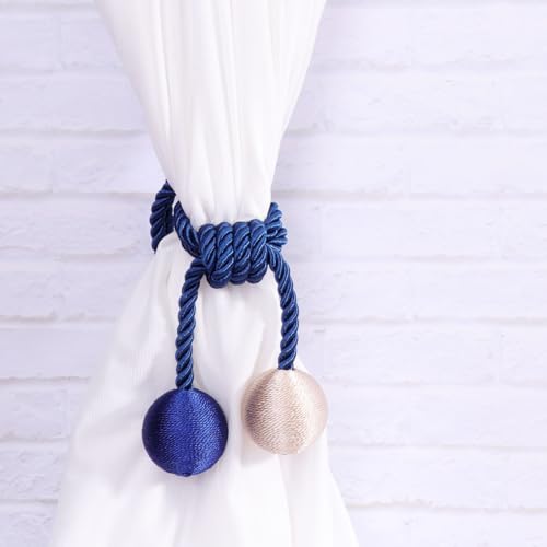 Correa de cortina doble bola azul bicolor para salon y dormitorio 8