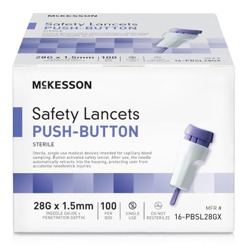 McKesson Lancets for Diabetes Testing Lancing Device, 28 g, 1.5 mm, 100 ct