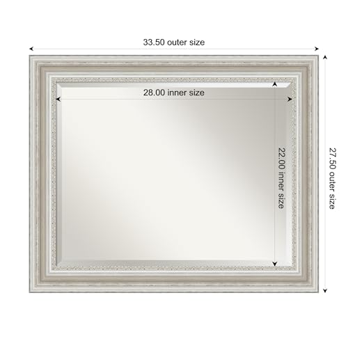 Image of Amanti Art Framed Vanity Mirror | Bathroom Mirrors for Wall | Parlor Silver Mirror | Wall Mounted Mirror | Medium Mirror | 27.50 x 33.50