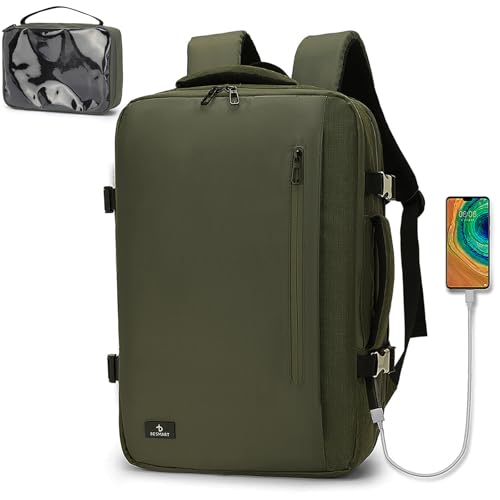 BESMART 50L Large Extendable Travel Backpack for Men Women, Flight Approved Carry on Backpacks fits 17”Laptop, TSA Waterproof Bags with USB Charger Port/Washbag Cube/Anti-Thief Bag/Luggage sleeve