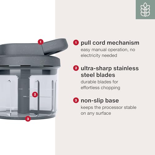 Zyliss Easy Pull Food Chopper and Manual Food Processor - Hand-Held Slicer & Dicer for Fruits & Vegetables - Easy Pull Manual Food Chopper - Cooking Gadgets & Kitchen Essentials - Easy Pull 3.0