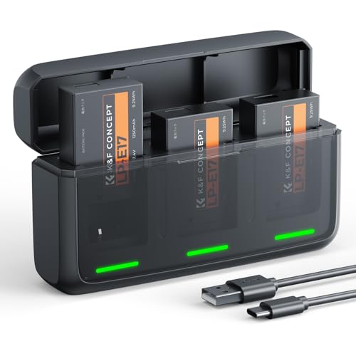 K&F Concept Kit de 3 Baterías LP E17 y Cargador Rápido de 20W, 1050mAh, para Cámaras, Compatible con Canon EOS R50, R100, RP, R10, R8, Powershot V1 y más