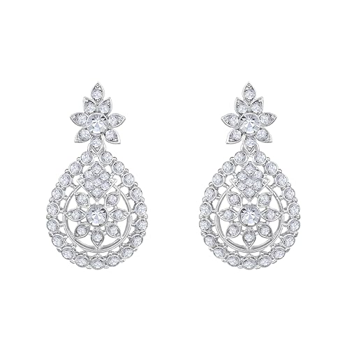 Image of Atasi International Silver Plated White Crystals American Diamonds Stylish Necklace Set with Earrings and Maang Tikka for Women and Girls | Stylish Jewellery for Party, Wedding and Festive Occasions (R6156)
