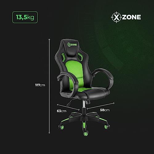 Cadeira Gamer Básica, Xzone, Preto/Verde - CGR-02