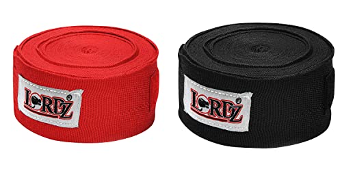 Image of Lordz Cotton /Nylon Boxing Hand Wraps (Set of 2) Combo Semi Elastic Hand & Wrist Support for Kickboxing Training Gym Workout (Size: 126 Inch)
