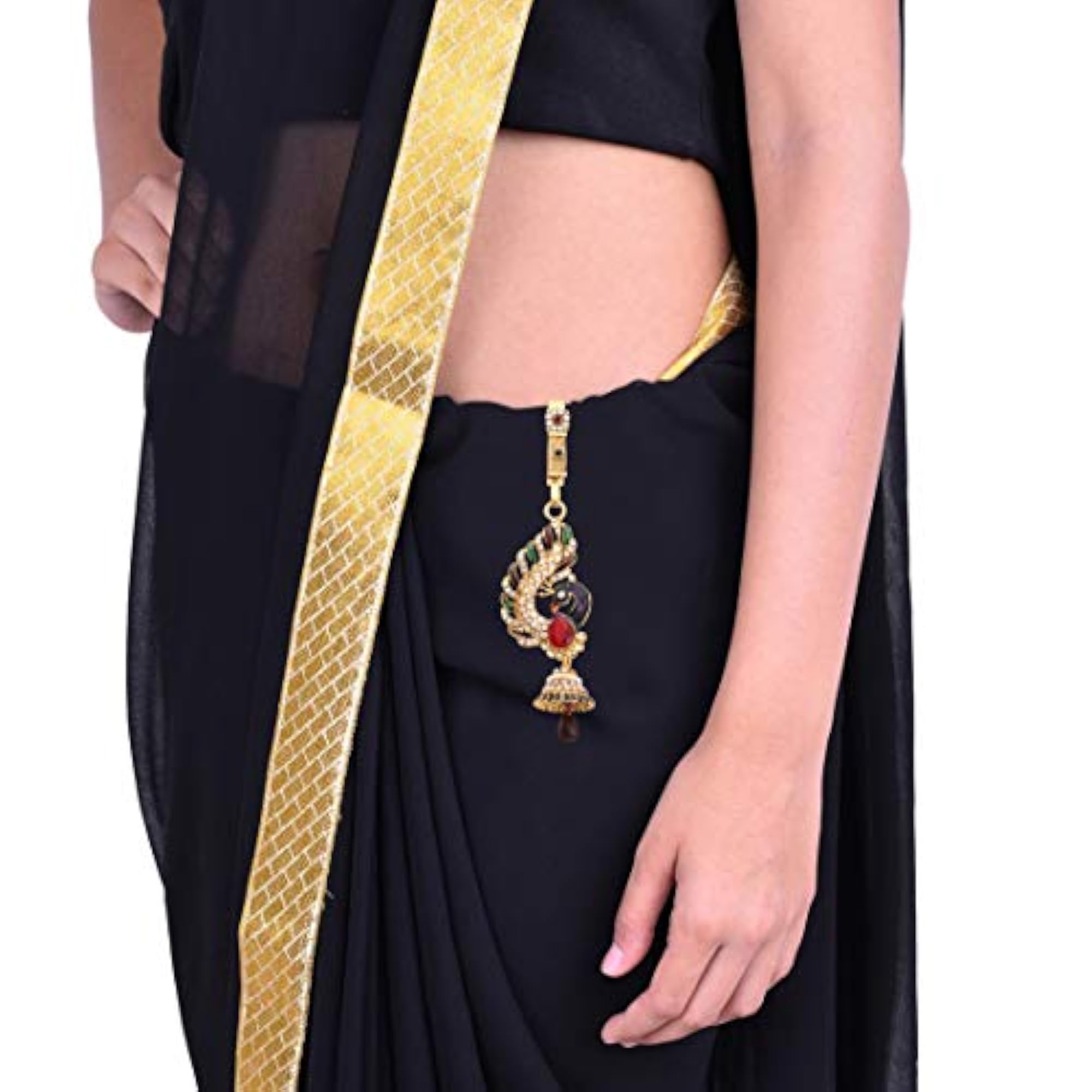 Gold Plated Peacock Design Kundan & Pearl Juda Pin