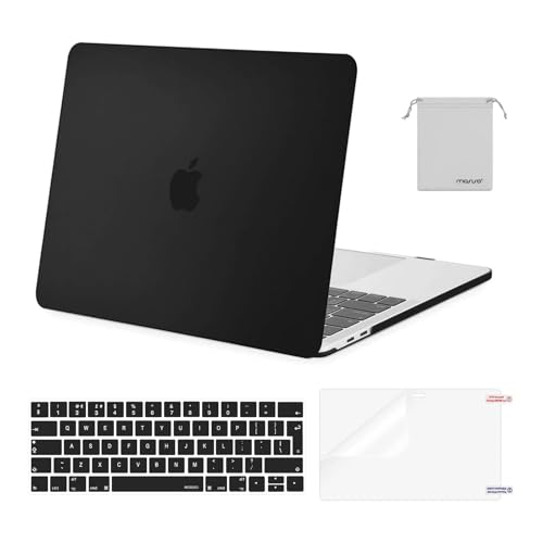 MOSISO Custodia Compatibile con MacBook Pro 13 Cover M2 M1 Chip 2025-2016 A2338 A2289 A2251 A2159 A1989 A1706 A1708, Case per MacBook Pro 13,3 Pollici&Copritastiera&Pellicola&Borsa, Nero