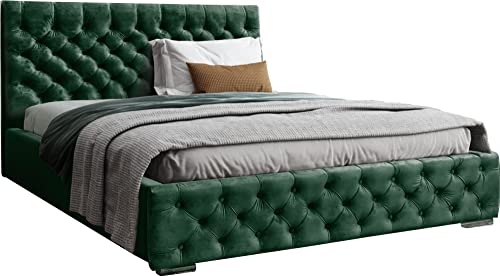 Samtstoff Polsterbett Doppelbett 140x200 160x200 180x200 cm Grün...