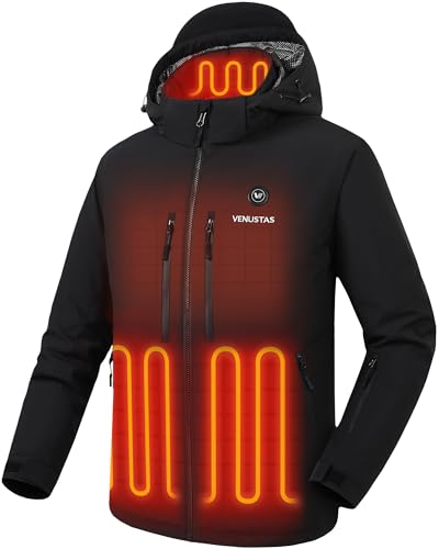 Venustas Lightweight Men's Heated Jacket with 12V Battery, Versatile Soft Shell Coat, Heated Clothing for Hiking Skiing