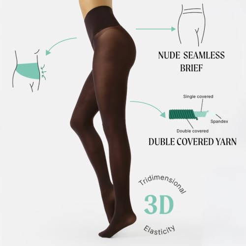 Image of CALZITALY Seamless Tights, 50 DEN High-Waist Pantyhose with no seams, Multi Color Opaque Tights - S, XXL, Italian Hosiery