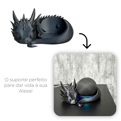 Suporte para Alexa Echo Dot 4 e 5 Bebê Dragão - Preto