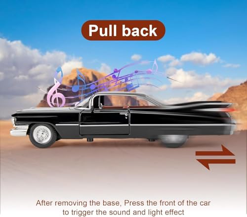 Image of 1:32 Scale Cadillac Eldorado Alloy Pickup Car Toy Metal Pull Back Diecast Car with Openable Door and Sound Light, Gifts Toys for Kids【Black】