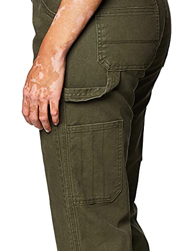 Dickies Women's Stretch Duck Double Front Carpenter Pant Pants, Rinsed Moss Green, 4 - image 2