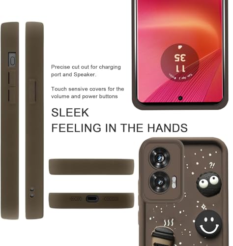 Image of GoldKart Back Case Cover Compatible for Motorola Edge 50 Fusion 5G | Cute Fun Cartoon 3D Ball Coffee Silicone Case | Full Body Protection Back Cover for Motorola Edge 50 Fusion 5G - Brown