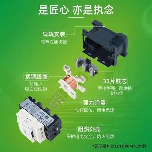Contacteur tripolaire LC1D09A 48V AC noir pour circuit électrique triphasé - 6
