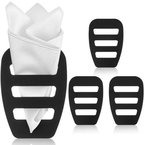 Nogeqi Juego de 4 soportes para pañuelos de bolsillo invisibles para hombre, pañuelos de bolsillo para hombre, organizador para bodas, cenas, negocios (12,5 x 9 cm)