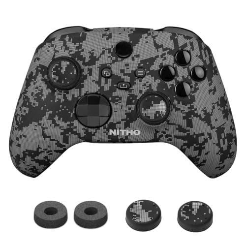 NiTHO Gaming Kit für Xbox Series X/S Controller, Anti-Schweiß Silikonhülle zum Schutz vor Kratzern, Set von 2 Joystick-Kappen, 2 Analoge Präzisionsringe, Zubehör für Xbox Series X/S - Camo